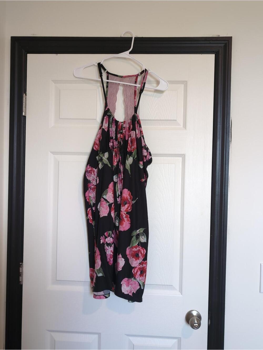 2X black floral secret treasures night gown dress
